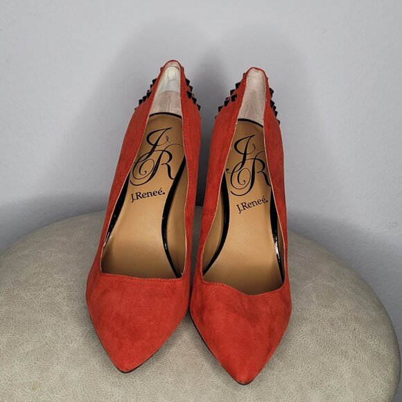 J. Renee Red Suede Studded Stiletto Pumps – Size 12M (New Without Box) - Picture 3 of 9